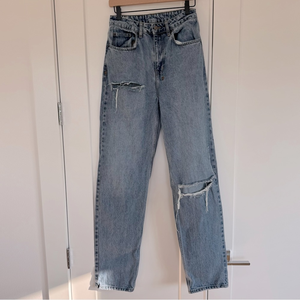 Women’s Ksubi Straight Leg Kut Out Blue Jeans